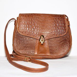 NWOT Ginger Vintage Leather + Croc Leather Saddle Bag